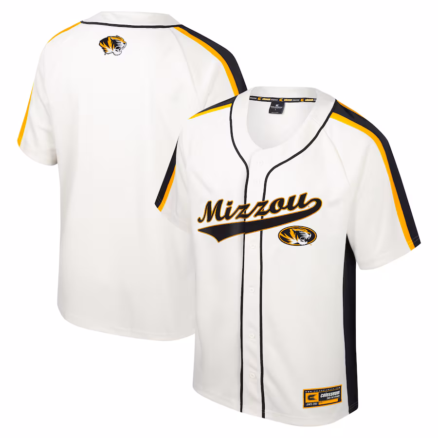Men's Colosseum Cream Missouri Tigers Ruth Button-Up Baseball Jersey - Puhuasuan