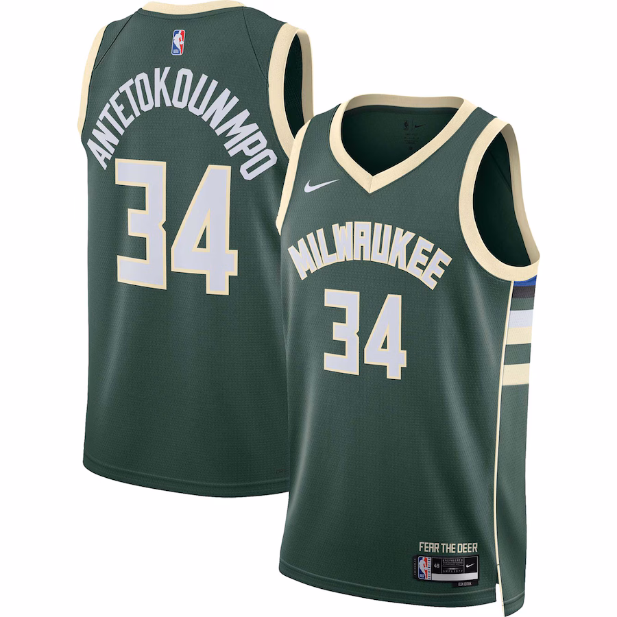 Unisex Milwaukee Bucks Giannis Antetokounmpo Nike Hunter Green Swingman Jersey - Icon Edition - Puhuasuan