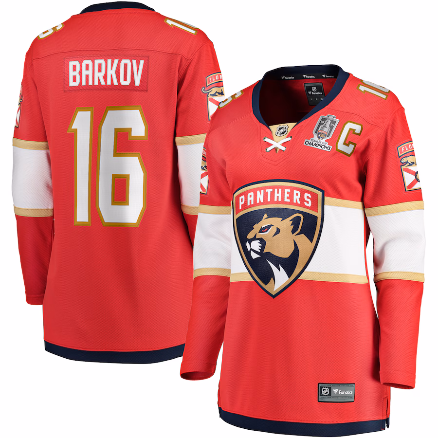 Women's Florida Panthers Aleksander Barkov Fanatics Red Home 2024 Stanley Cup Champions Breakaway Player Jersey - Puhuasuan
