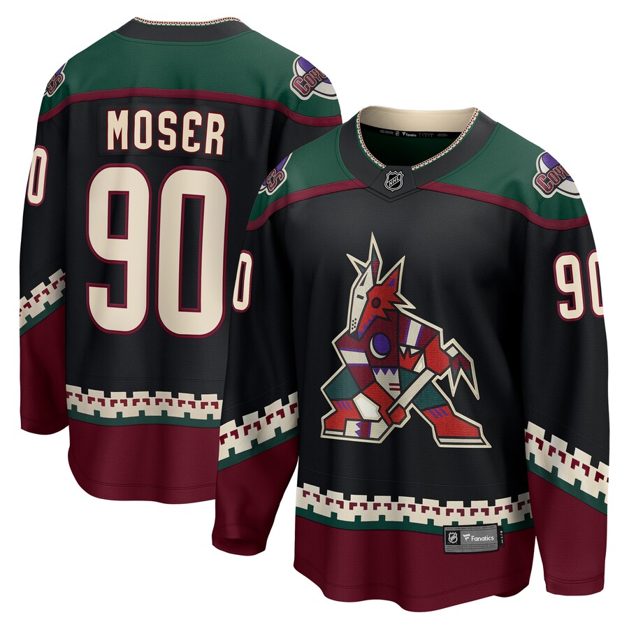 Men's Arizona Coyotes J.J. Moser Fanatics Branded Black Home Breakaway Jersey - Puhuasuan
