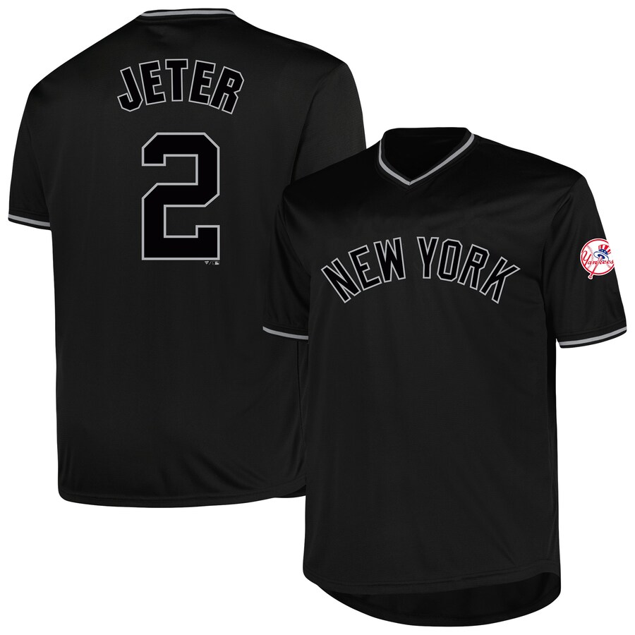 Men's New York Yankees Derek Jeter Profile Black Big & Tall Pop Fashion Player Jersey - Puhuasuan