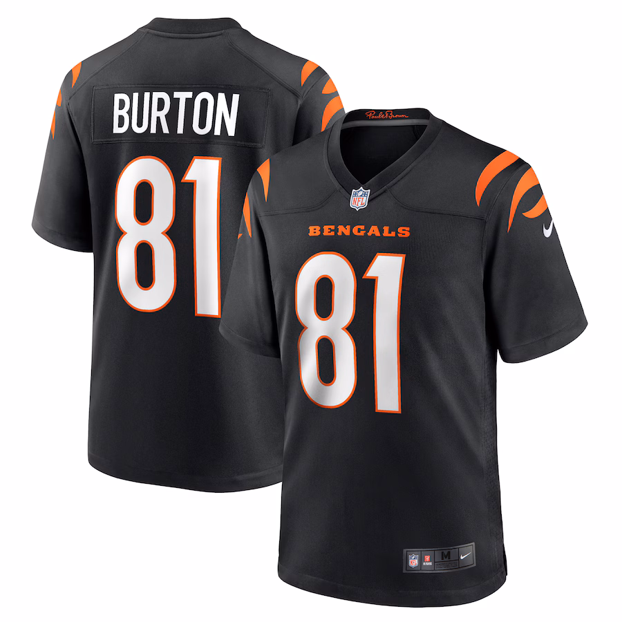Men's Cincinnati Bengals Jermaine Burton Nike Black Game Jersey - Puhuasuan