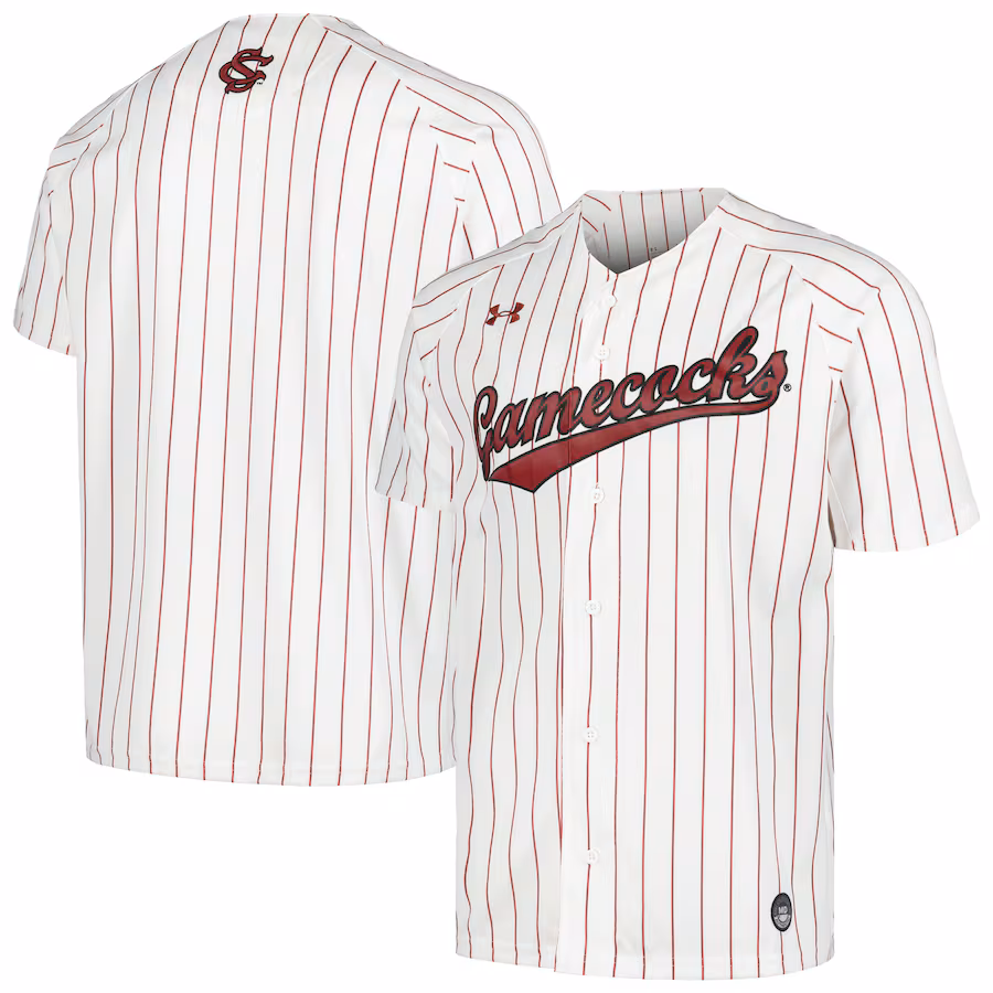 Men's Under Armour White South Carolina Gamecocks Softball V-Neck Jersey - Puhuasuan