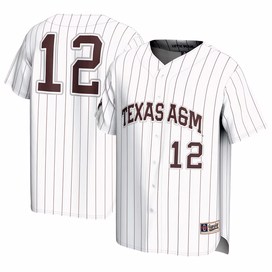 Youth GameDay Greats #12 White Texas A&M Aggies Baseball Lightweight Fashion Jersey - Puhuasuan