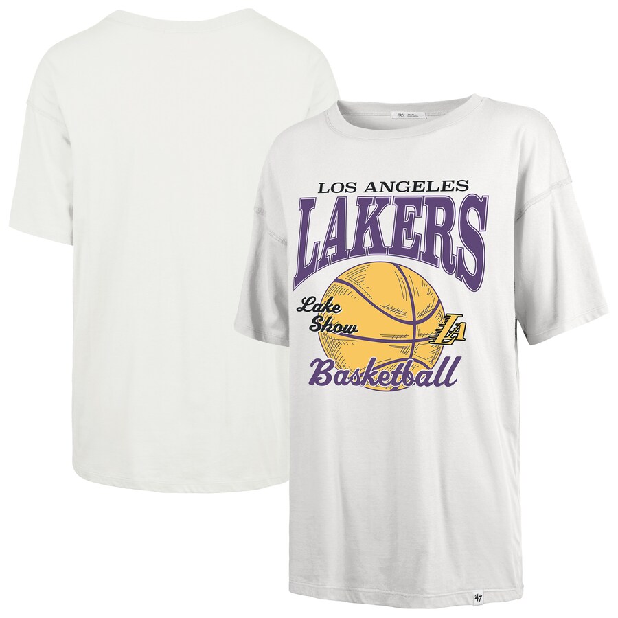 Women's Los Angeles Lakers  '47 White City Edition Down Court Sadie T-Shirt - Puhuasuan