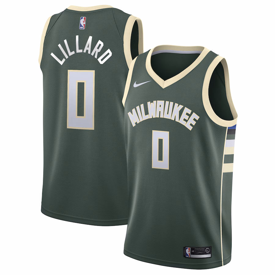 Unisex Milwaukee Bucks Damian Lillard Nike Hunter Green Swingman Player Jersey - Icon Edition - Puhuasuan