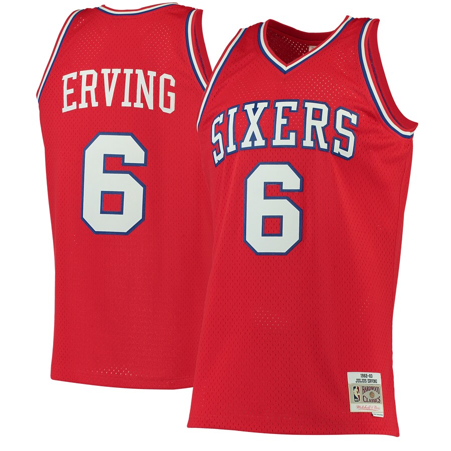 Men's Philadelphia 76ers Julius Erving Mitchell & Ness Red Hardwood Classics Swingman Jersey - Puhuasuan