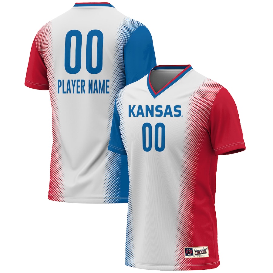 Kansas Jayhawks GameDay Greats Unisex NIL Pick-A-Player Lightweight Women's Soccer Jersey - White - Puhuasuan