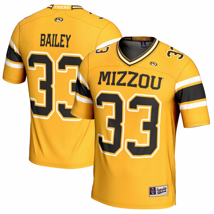 Chad Bailey Missouri Tigers GameDay Greats Youth NIL Player Football Jersey - Gold - Puhuasuan