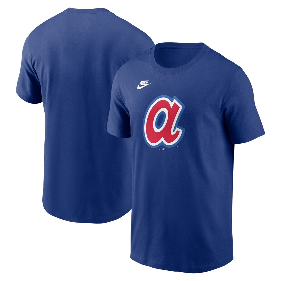 Men's Atlanta Braves Nike Royal Cooperstown Collection Team Logo T-Shirt - Puhuasuan