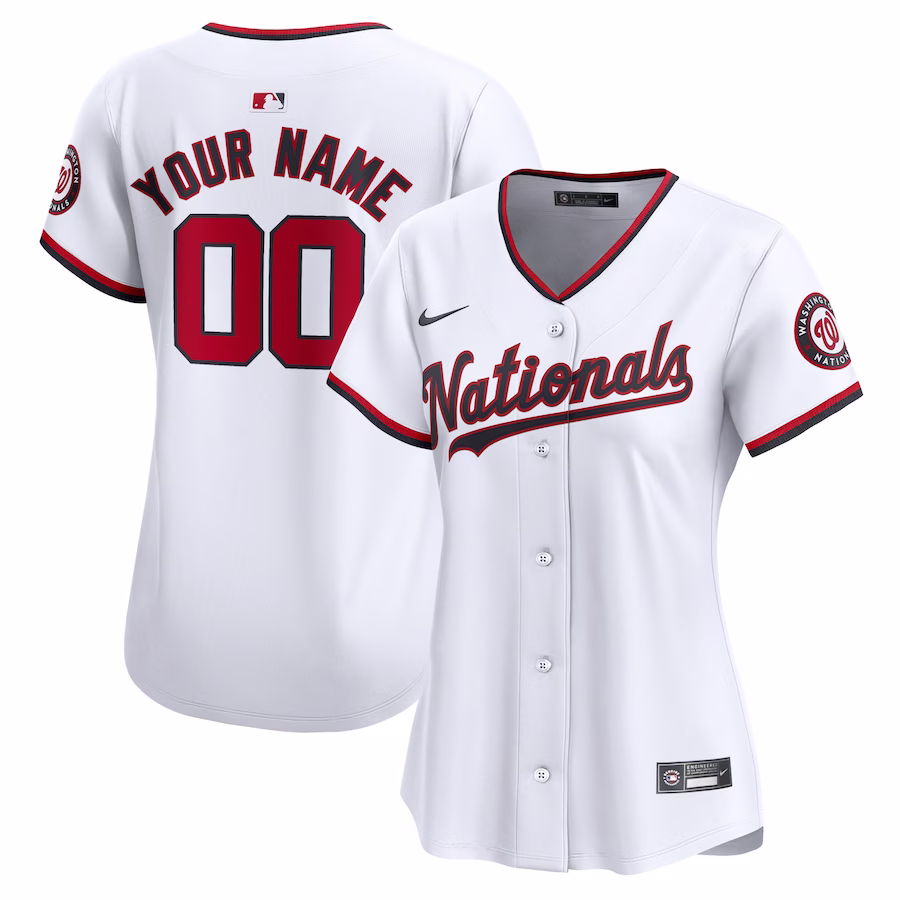 Women's Washington Nationals Nike White Home Limited Custom Jersey - Puhuasuan