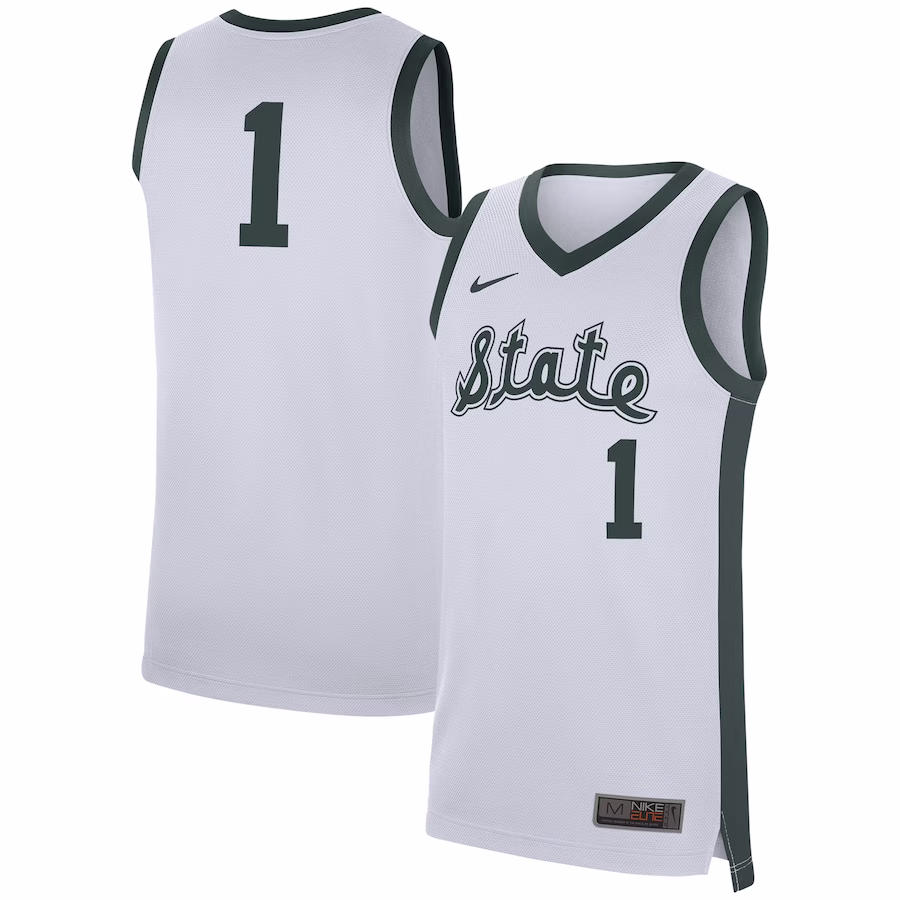 #1 Michigan State Spartans Nike Replica Jersey - White - Puhuasuan