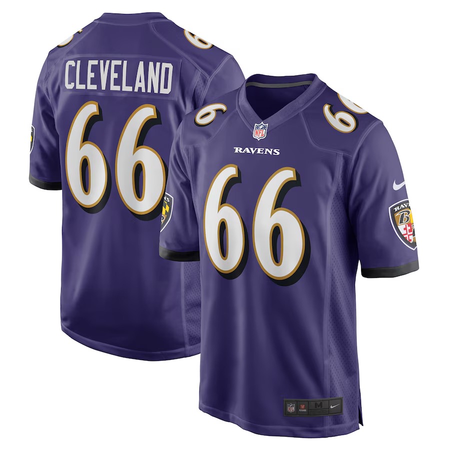 Men's Baltimore Ravens Ben Cleveland Nike Purple Game Jersey - Puhuasuan