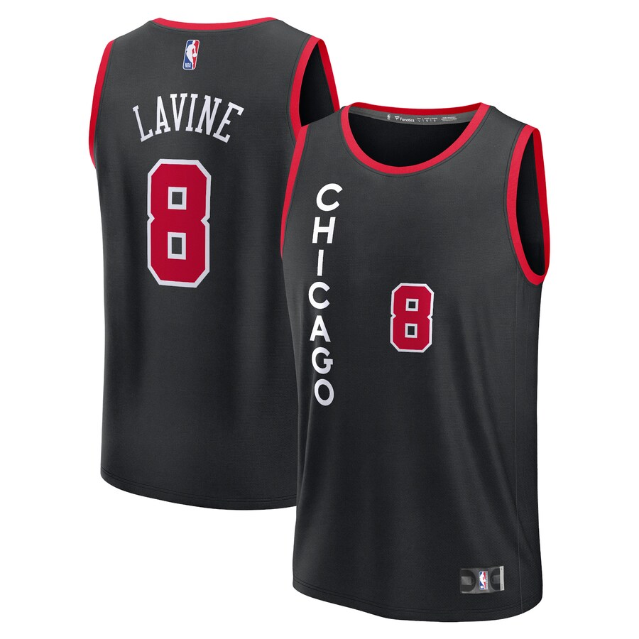 Men's Chicago Bulls Zach LaVine Fanatics Black Fast Break Jersey - City Edition - Puhuasuan