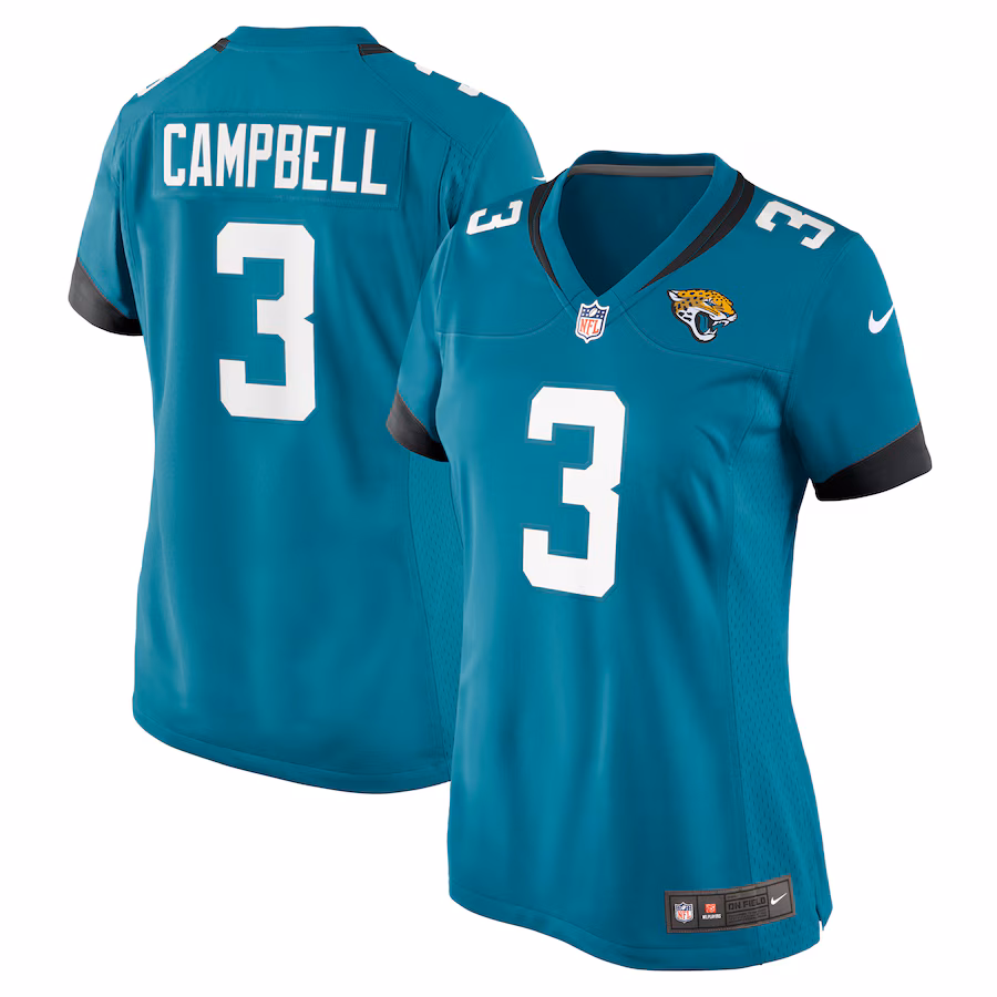 Women's Jacksonville Jaguars Tyson Campbell Nike Teal Game Jersey - Puhuasuan