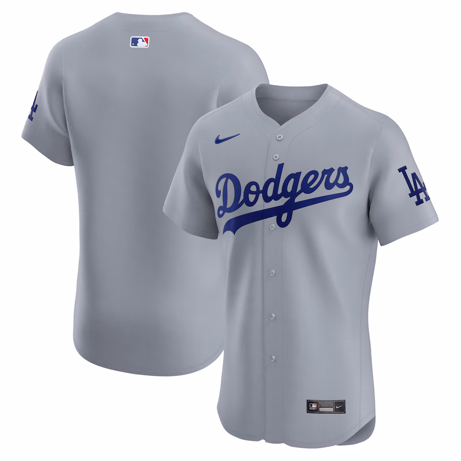 Men's Los Angeles Dodgers  Nike Gray Alternate Vapor Premier Elite Patch Jersey - Puhuasuan