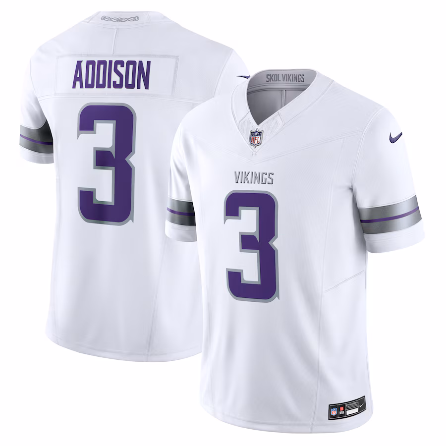 Men's Minnesota Vikings Jordan Addison Nike White Alternate Vapor F.U.S.E. Limited Jersey - Puhuasuan