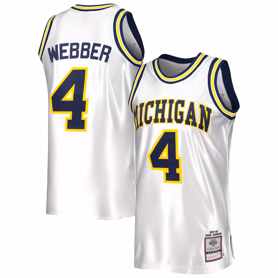 Men's Mitchell & Ness Chris Webber White Michigan Wolverines 1991/92 Authentic Jersey - Puhuasuan