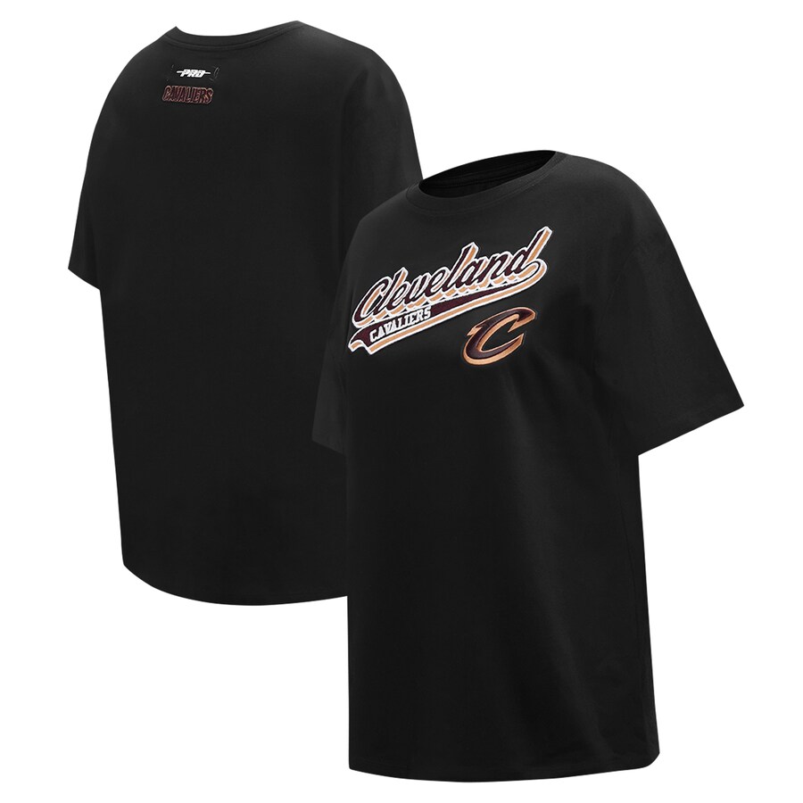 Women's Cleveland Cavaliers Pro Standard Black Script Boyfriend T-Shirt - Puhuasuan