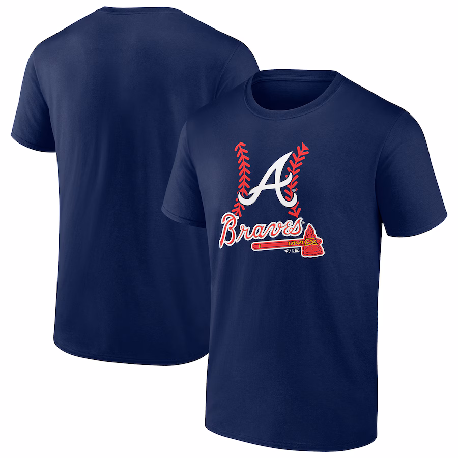 Men's Atlanta Braves Navy Fastball T-Shirt - Puhuasuan