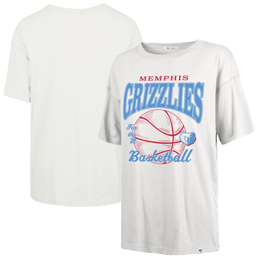 Women's Memphis Grizzlies  '47 White City Edition Down Court Sadie T-Shirt - Puhuasuan