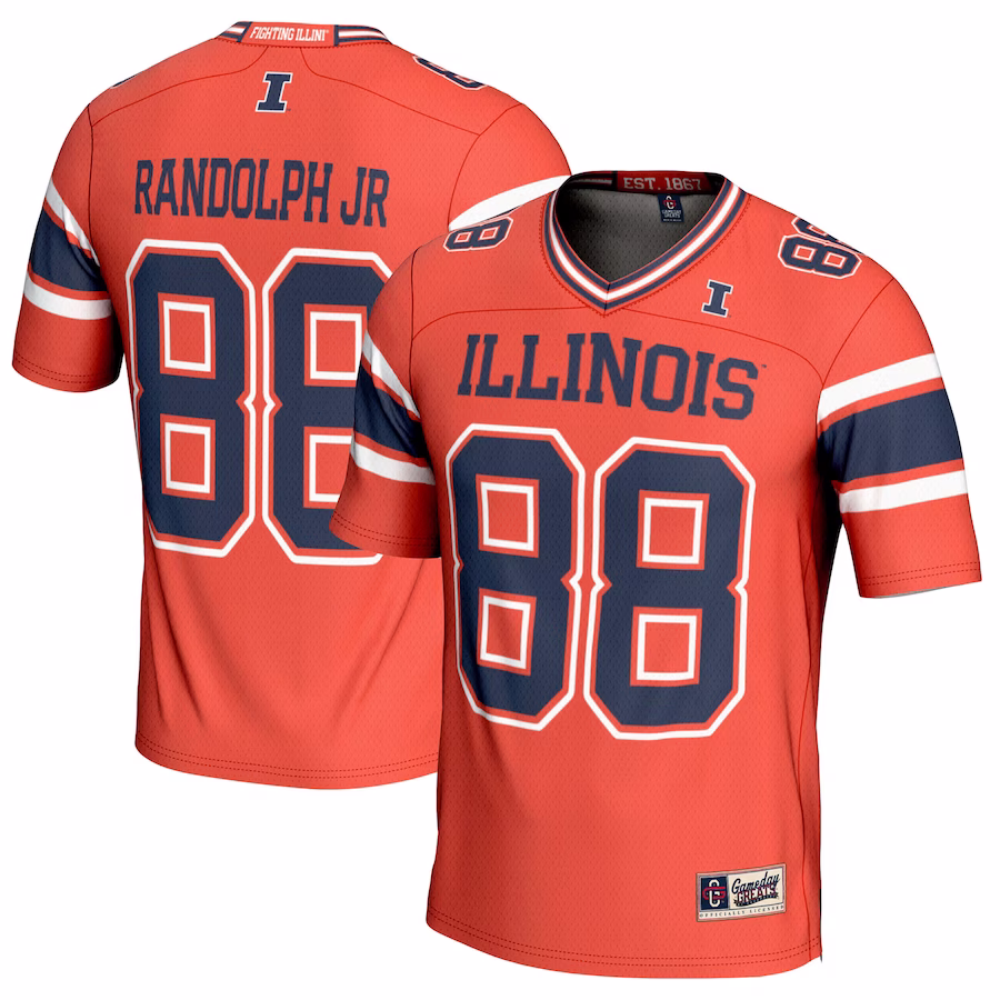 Keith Randolph Jr. Illinois Fighting Illini GameDay Greats NIL Player Football Jersey - Orange - Puhuasuan