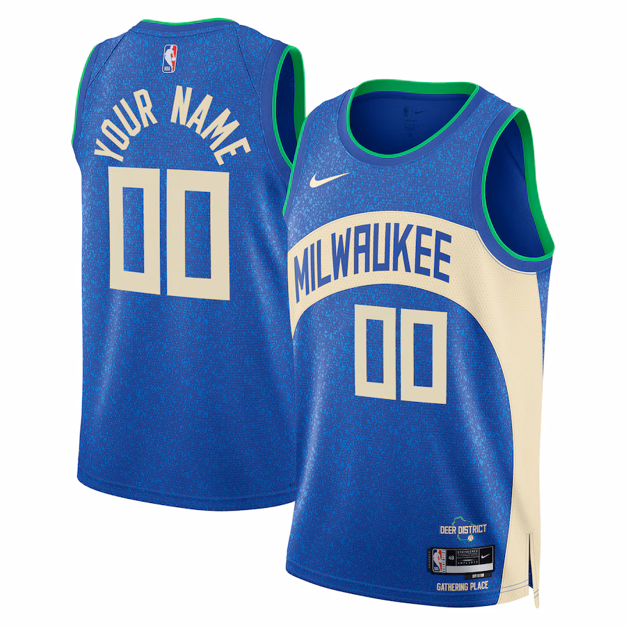 Unisex Milwaukee Bucks  Nike Royal 2023/24 Custom Swingman Jersey - City Edition - Puhuasuan