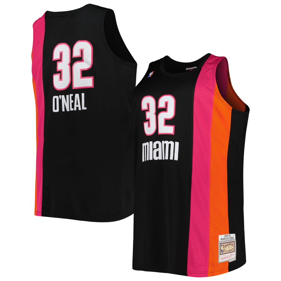 Men's Miami Heat Shaquille O'Neal Mitchell & Ness Black Big & Tall Hardwood Classics 2005/06 Swingman Jersey - Puhuasuan