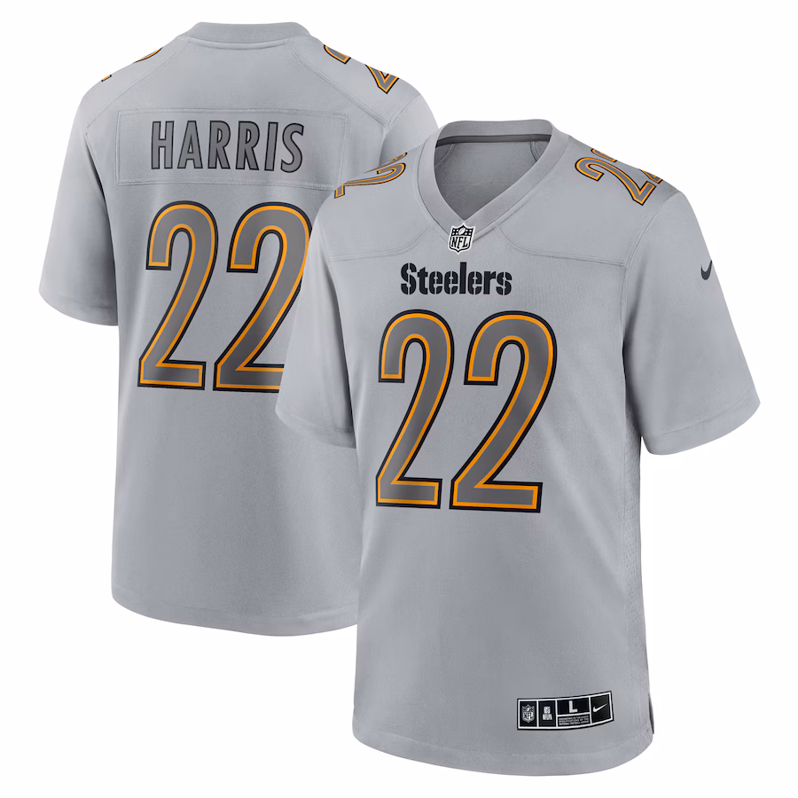 Men's Pittsburgh Steelers Najee Harris Nike Gray Atmosphere Fashion Game Jersey - Puhuasuan