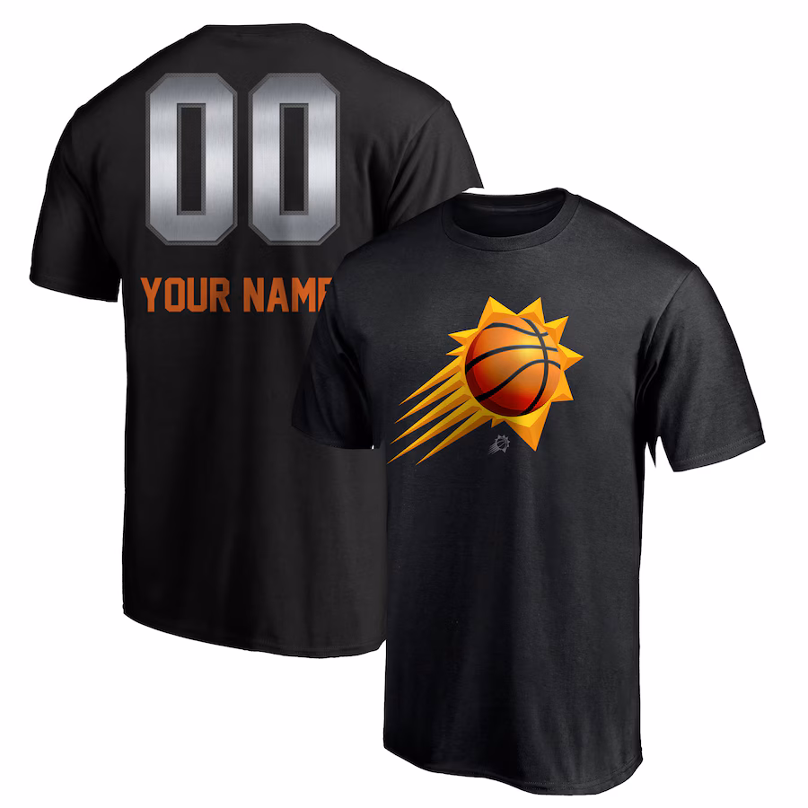 Men's Phoenix Suns Black Midnight Mascot Personalized Name & Number T-Shirt - Puhuasuan