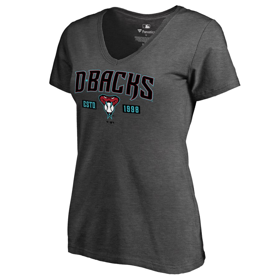 Women's Arizona Diamondbacks Heathered Gray Hometown Collection Snakeskin V-Neck T-Shirt - Puhuasuan