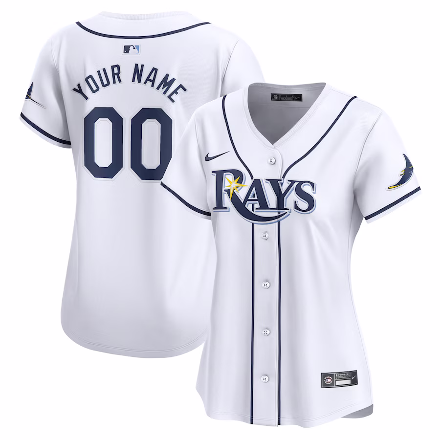 Women's Tampa Bay Rays Nike White Home Limited Custom Jersey - Puhuasuan