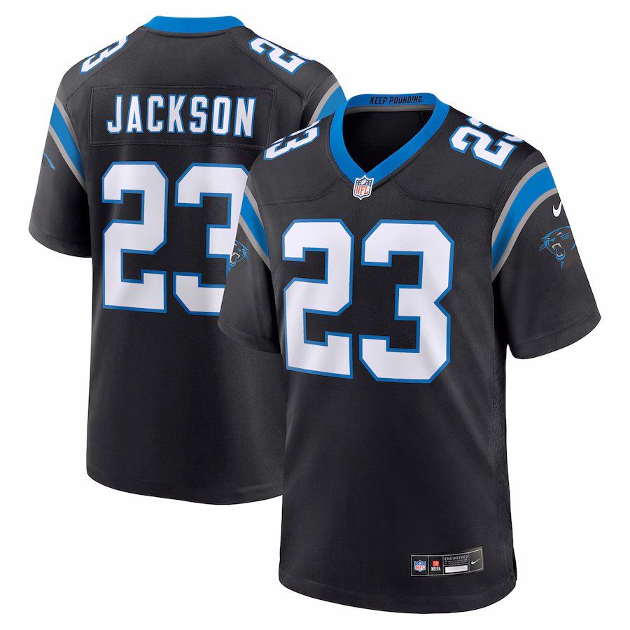 Men's Carolina Panthers Dane Jackson Nike Black Game Jersey - Puhuasuan