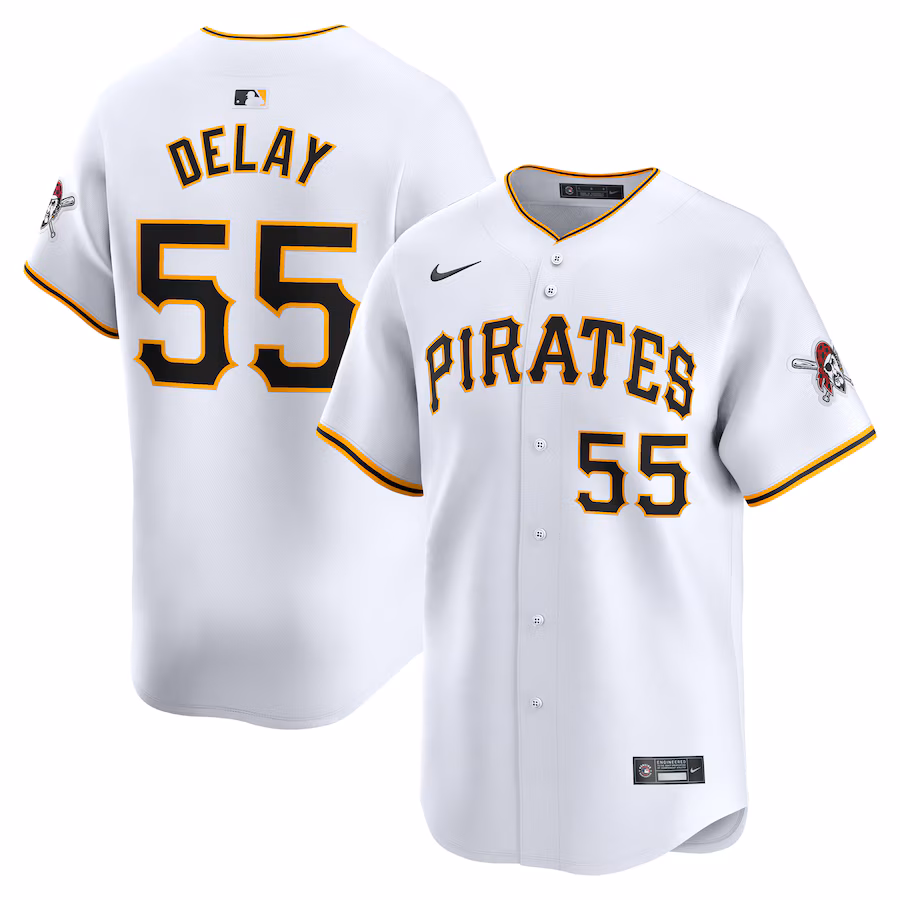 Men's Pittsburgh Pirates Jason Delay Nike White Home Limited Player Jersey - Puhuasuan