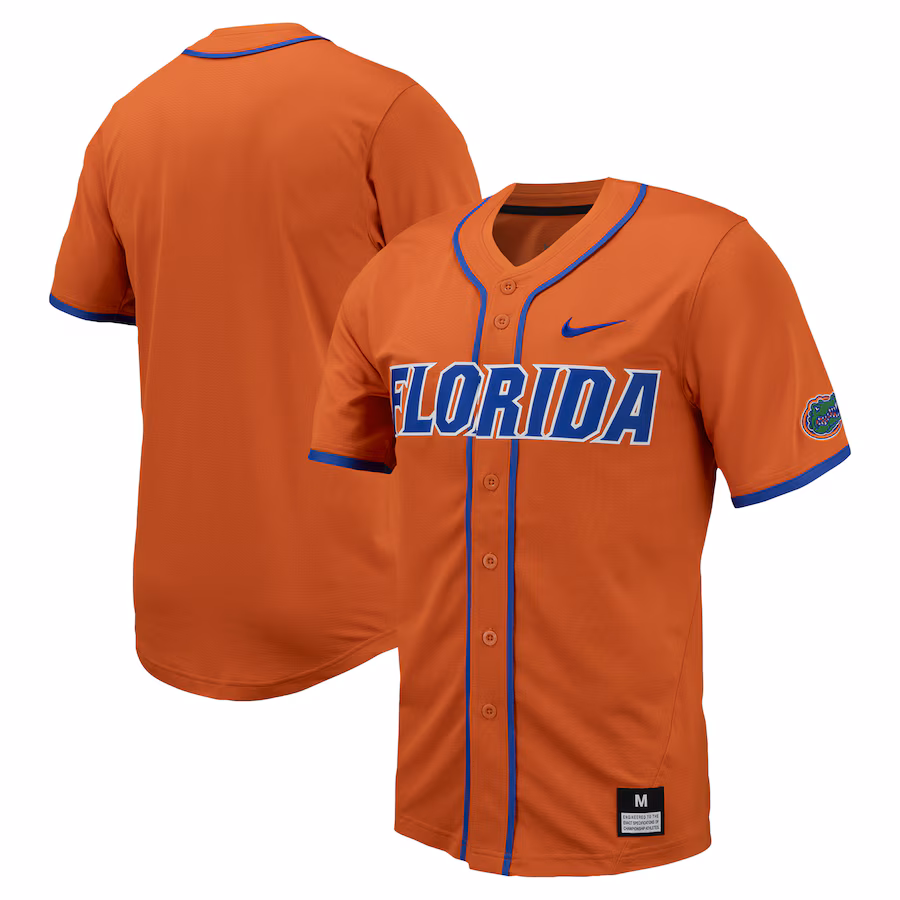 Men's Nike Orange Florida Gators Replica Full-Button Baseball Jersey - Puhuasuan