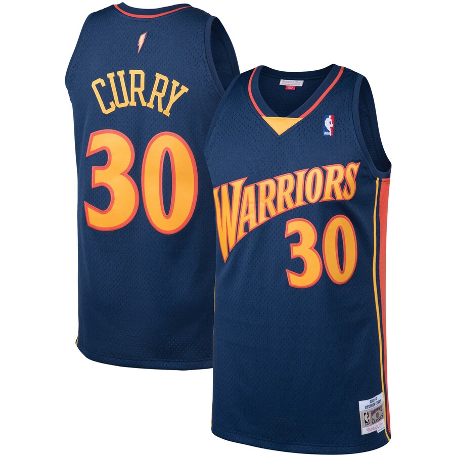 Men's Golden State Warriors Stephen Curry Mitchell & Ness Navy 2009/10 Big & Tall Hardwood Classics Swingman Jersey - Puhuasuan