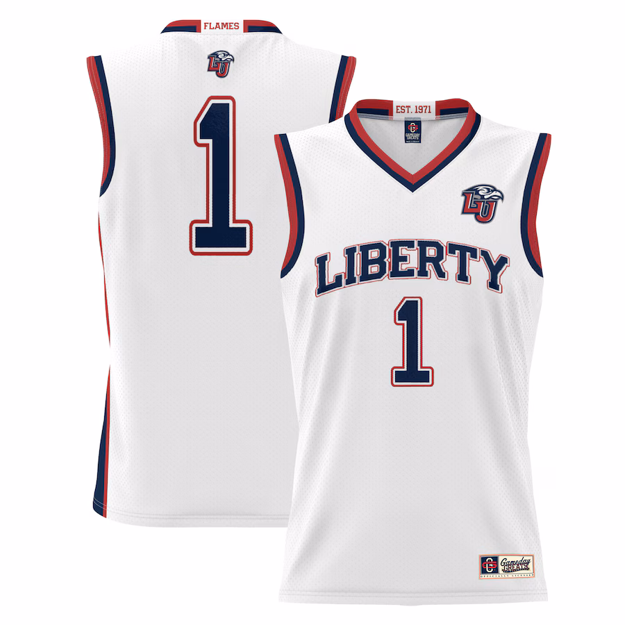 Youth GameDay Greats White #1 Liberty Flames Lightweight Basketball Jersey - Puhuasuan