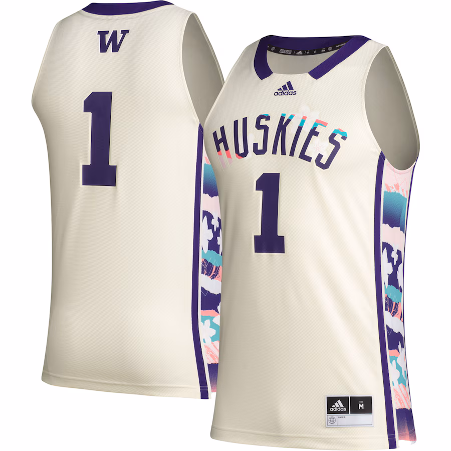 Men's adidas #1 Khaki Washington Huskies Honoring Black Excellence Basketball Jersey - Puhuasuan