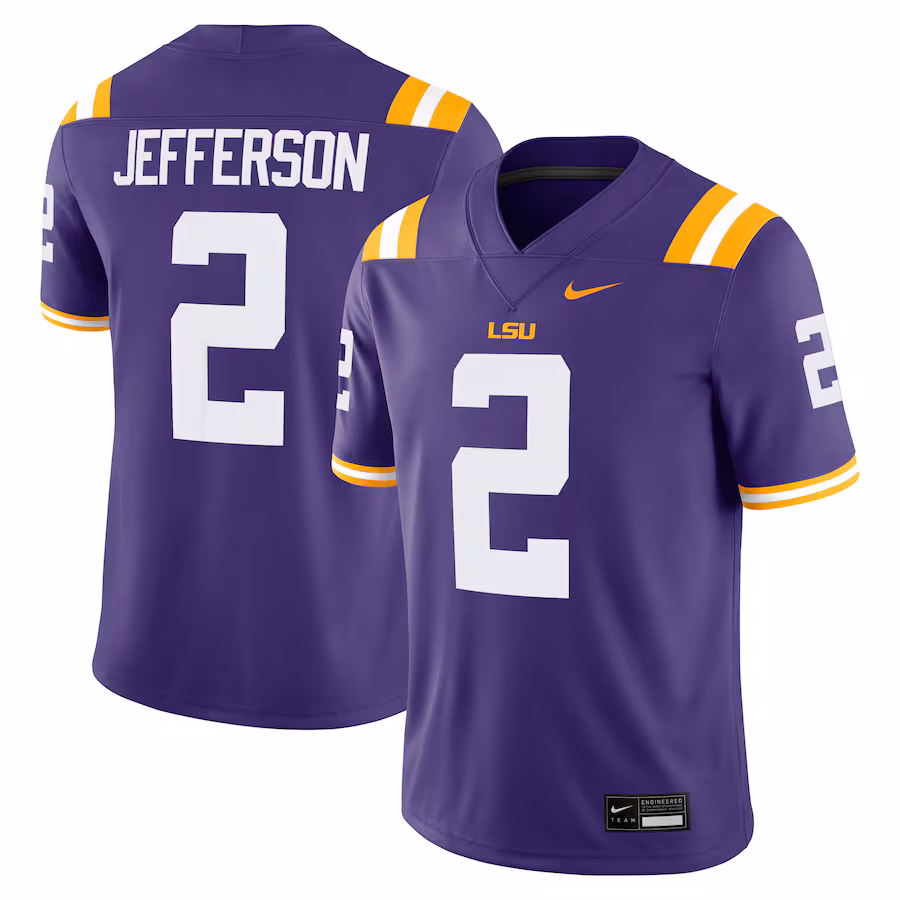 Men's Nike Justin Jefferson Purple LSU Tigers Player Game Jersey - Puhuasuan