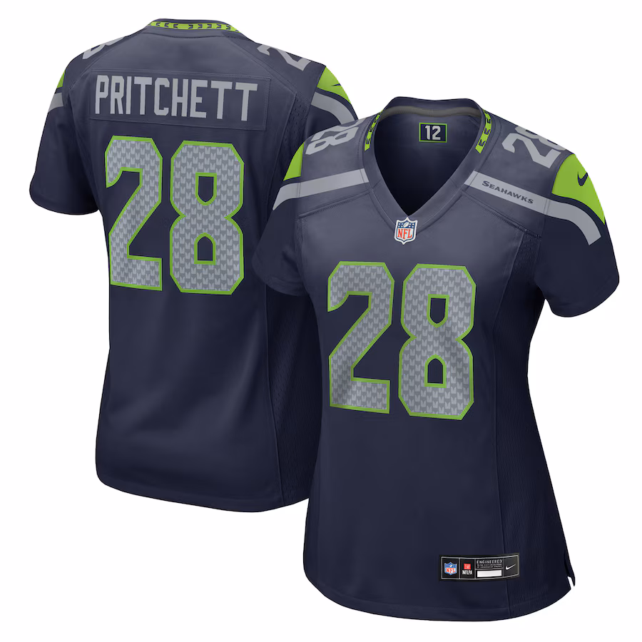 Women's Seattle Seahawks Nehemiah Pritchett Nike College Navy Game Jersey - Puhuasuan