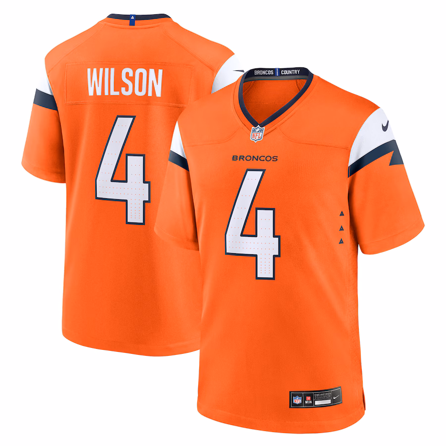 Men's Denver Broncos Zach Wilson Nike Orange Team Game Jersey - Puhuasuan