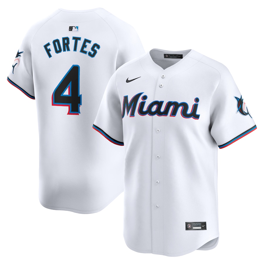 Men's Miami Marlins Nick Fortes Nike White Home Limited Player Jersey - Puhuasuan