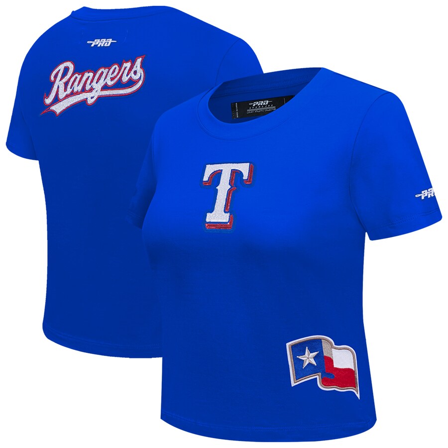Women's Texas Rangers Pro Standard Royal Game Day Classics Baby Doll Cropped T-Shirt - Puhuasuan
