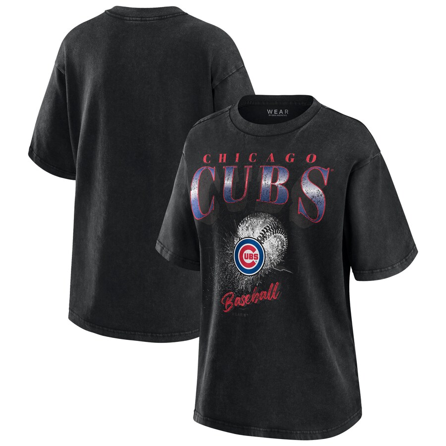 Women's Chicago Cubs WEAR by Erin Andrews Charcoal Boyfriend T-Shirt - Puhuasuan