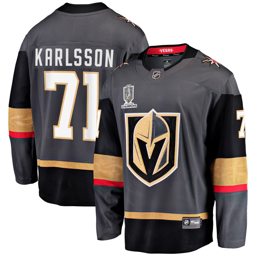 Men's Vegas Golden Knights William Karlsson Fanatics Branded Black 2023 Stanley Cup Champions Alternate Breakaway Player Jersey - Puhuasuan