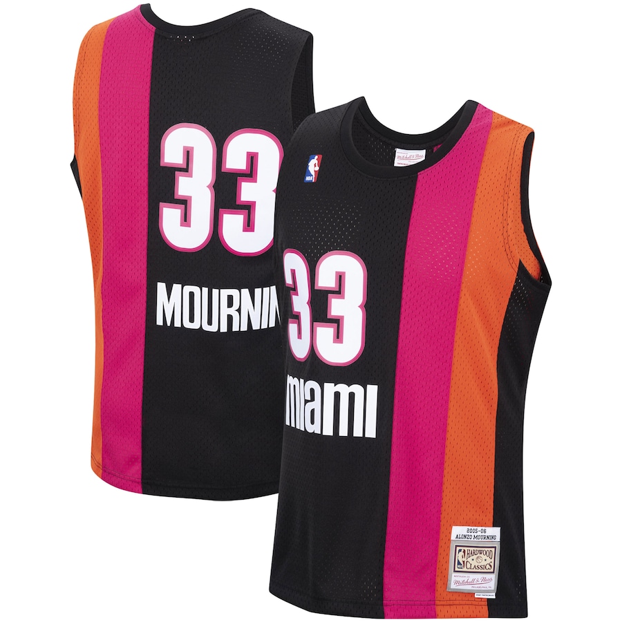Men's Miami Heat Alonzo Mourning Mitchell & Ness Black 2005/2006 Hardwood Classics Swingman Jersey - Puhuasuan