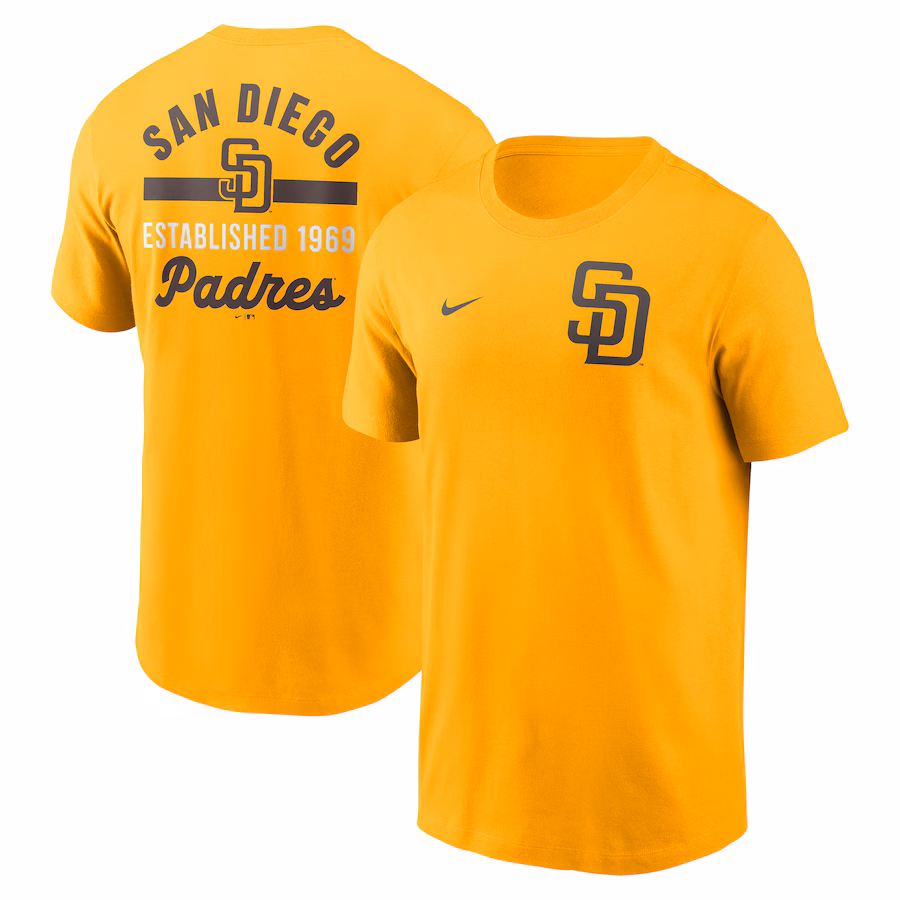 Men's San Diego Padres Nike Gold 2-Hit T-Shirt - Puhuasuan