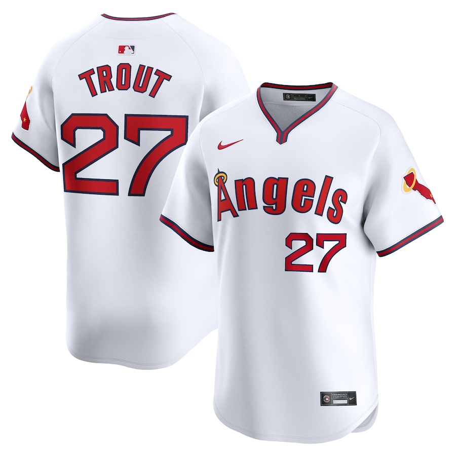 Men's Los Angeles Angels Mike Trout Nike White Alternate Limited Player Jersey - Puhuasuan