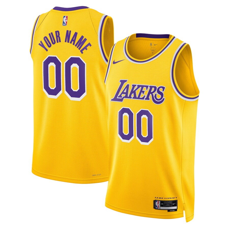 Unisex Los Angeles Lakers Nike Gold Swingman Custom Jersey - Icon Edition - Puhuasuan