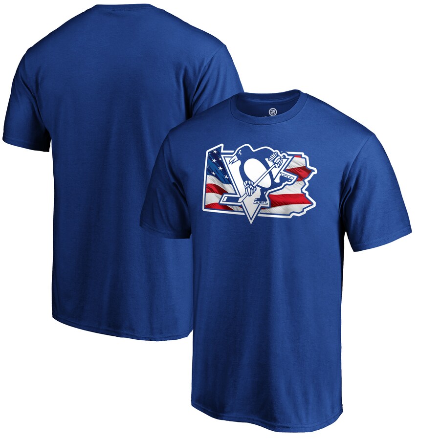 Men's Pittsburgh Penguins Royal NHL Banner State T-Shirt - Puhuasuan